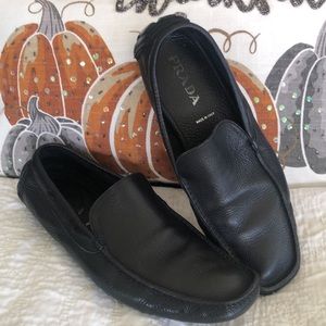 Mens Prada Soft Black Pebble leather Shoes